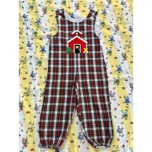 Vintage Kelly's Kids 90s Schoolhouse Tartan Check Romper 4R